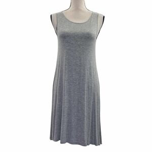 DEREK Heart Solid Gray Mini A-Line Sleeveless Round Neck Tank Mini Dress